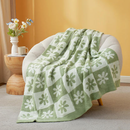 Checkered Microfiber Throw Blanket Soft Couch Sofa Bed Decorative Blanket