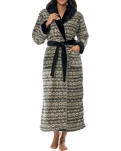 Plush Fleece Hooded Bathrobe Women Long Plus Size Soft Lounge Robe