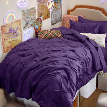 Pintuck Comforter Set Bed in a Bag 7 Piece All Season Bedding