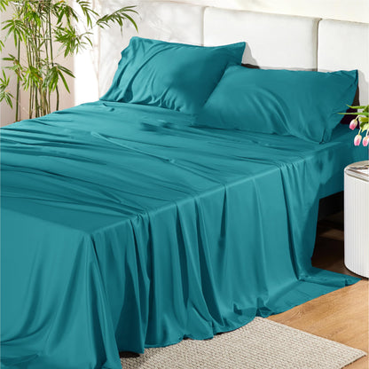 Bamboo Cooling Sheet Set Deep Pocket Silky Breathable Hotel Luxury Bedding