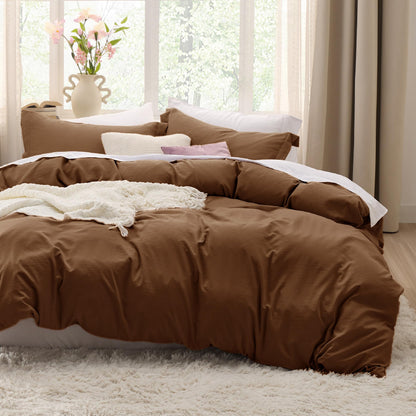 Soft Prewashed Duvet Cover Set Zipper Closure Pillow Covers Lightweight Bedding
