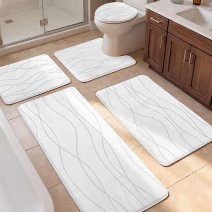 Memory Foam Bath Rug Set Non Slip Absorbent Quick Dry Bathroom Mat