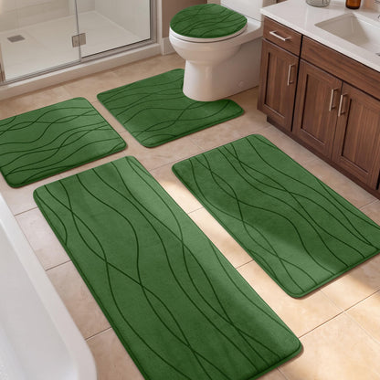 Memory Foam Bath Rug Set Non Slip Absorbent Quick Dry Bathroom Mat