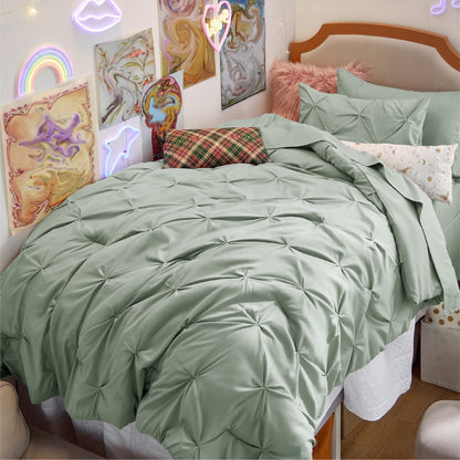 Pintuck Comforter Set Bed in a Bag 7 Piece All Season Bedding
