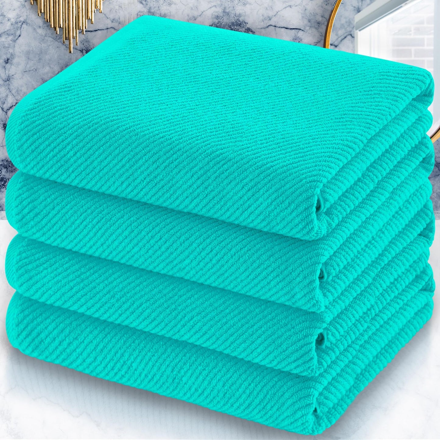 Cotton Bath Towel Set 6 Piece Soft Quick Dry Bathroom Towels Large Gift Set