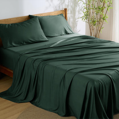 Bamboo Cooling Sheet Set Deep Pocket Silky Breathable Hotel Luxury Bedding