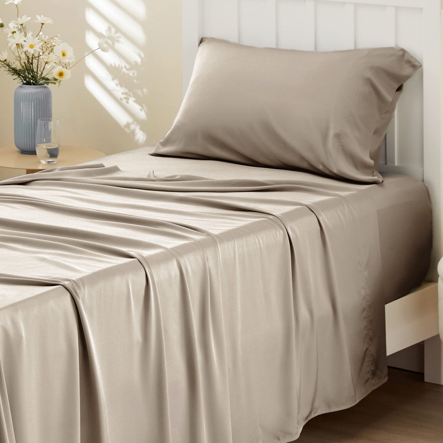 Bamboo Cooling Sheet Set Deep Pocket Silky Breathable Hotel Luxury Bedding