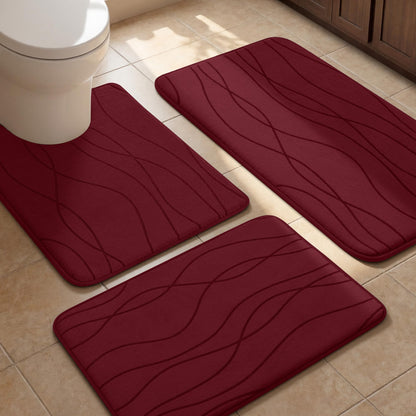 Memory Foam Bath Rug Set Non Slip Absorbent Quick Dry Bathroom Mat