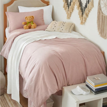 Soft Prewashed Duvet Cover Set Zipper Closure Pillow Covers Lightweight Bedding