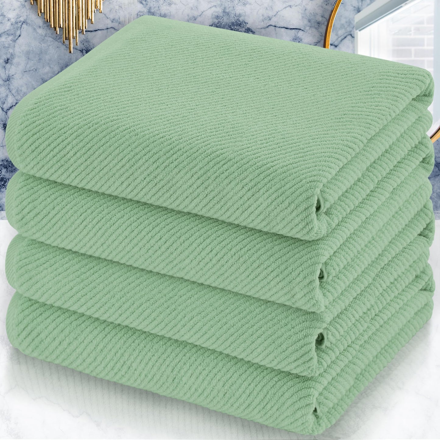 Cotton Bath Towel Set 6 Piece Soft Quick Dry Bathroom Towels Large Gift Set