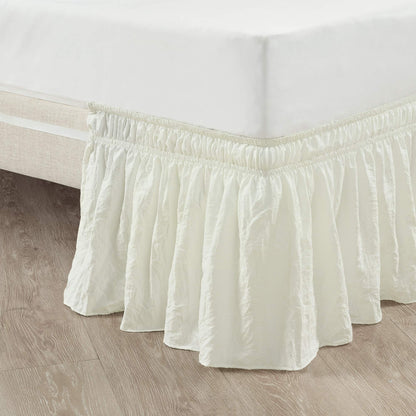 Ruched Ruffle Bed Skirt Elastic Wrap Around Bedding Dust Ruffle