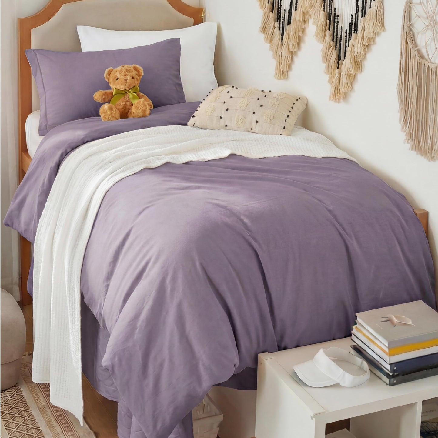 Soft Prewashed Duvet Cover Set Zipper Closure Pillow Covers Lightweight Bedding