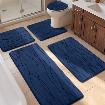 Memory Foam Bath Rug Set Non Slip Absorbent Quick Dry Bathroom Mat