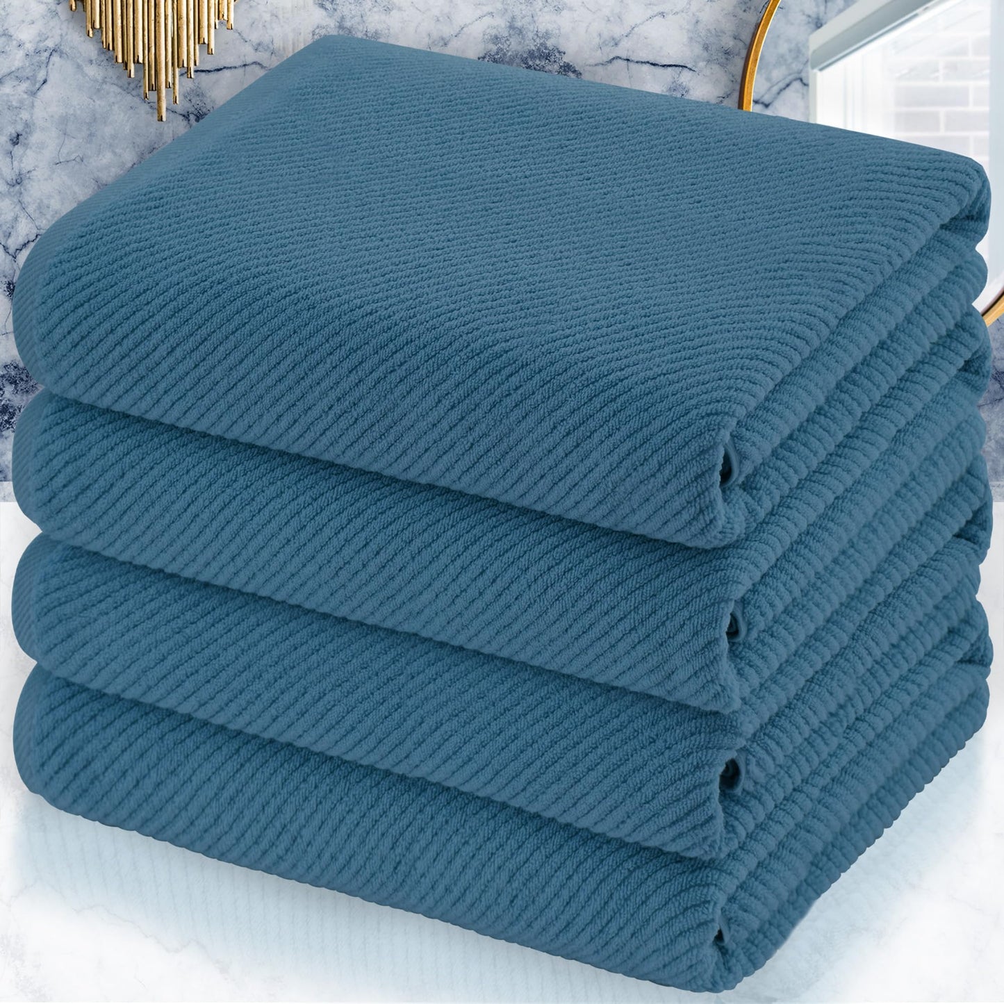 Cotton Bath Towel Set 6 Piece Soft Quick Dry Bathroom Towels Large Gift Set