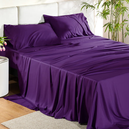 Bamboo Cooling Sheet Set Deep Pocket Silky Breathable Hotel Luxury Bedding