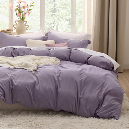 Soft Prewashed Duvet Cover Set Zipper Closure Pillow Covers Lightweight Bedding