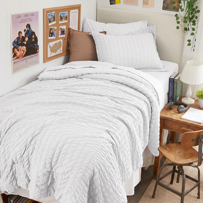 Seersucker Comforter Set 7 Piece All Season Bed in a Bag Bedding Set