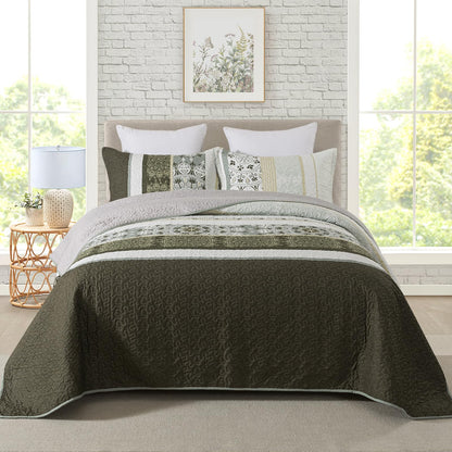 Floral Quilt Set 3 Piece Oversized Bedspread Coverlet Set Lightweight Bedding