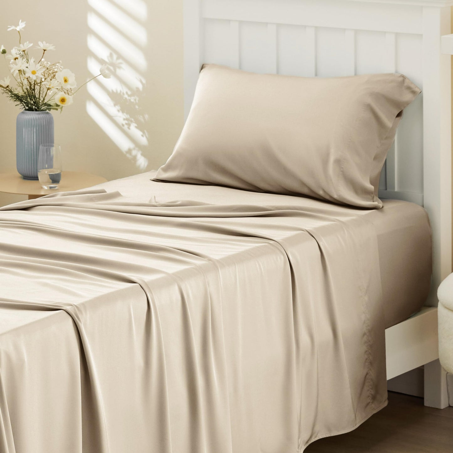 Bamboo Cooling Sheet Set Deep Pocket Silky Breathable Hotel Luxury Bedding