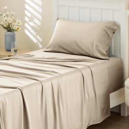 Bamboo Cooling Sheet Set Deep Pocket Silky Breathable Hotel Luxury Bedding