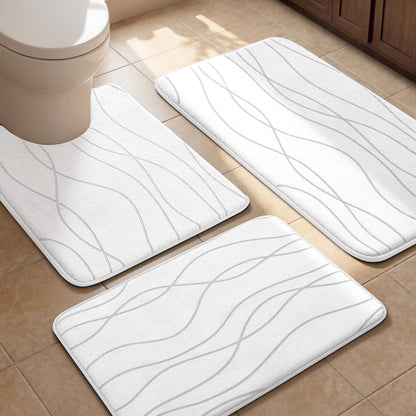Memory Foam Bath Rug Set Non Slip Absorbent Quick Dry Bathroom Mat