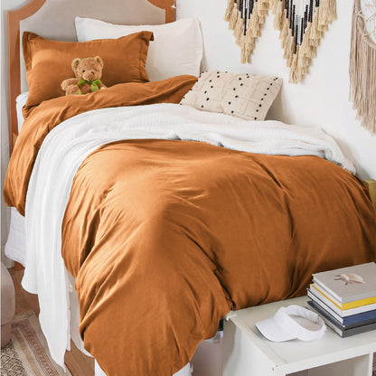 Soft Prewashed Duvet Cover Set Zipper Closure Pillow Covers Lightweight Bedding