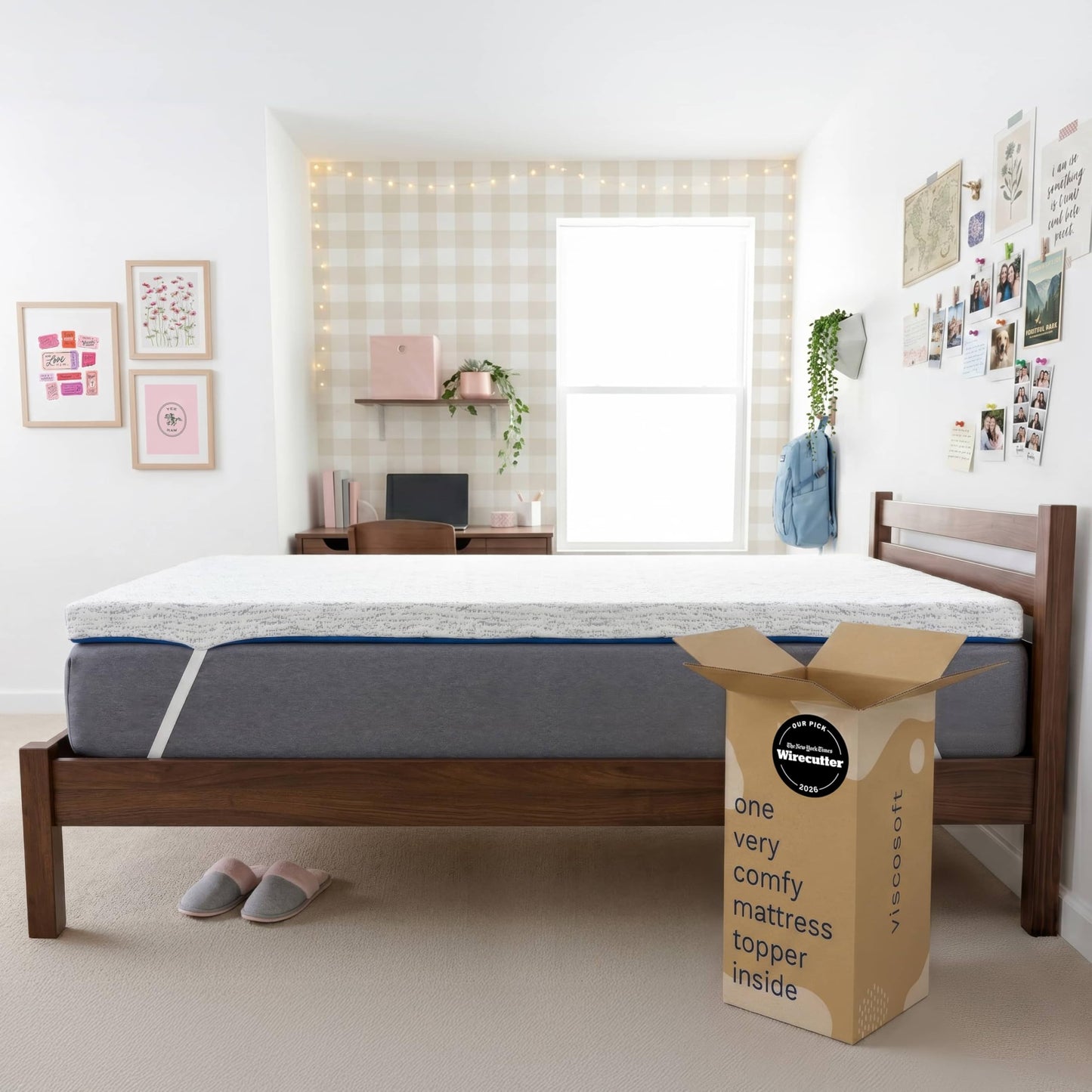 Memory Foam Mattress Topper Ventilated High Density Removable Cover Mattress Pad