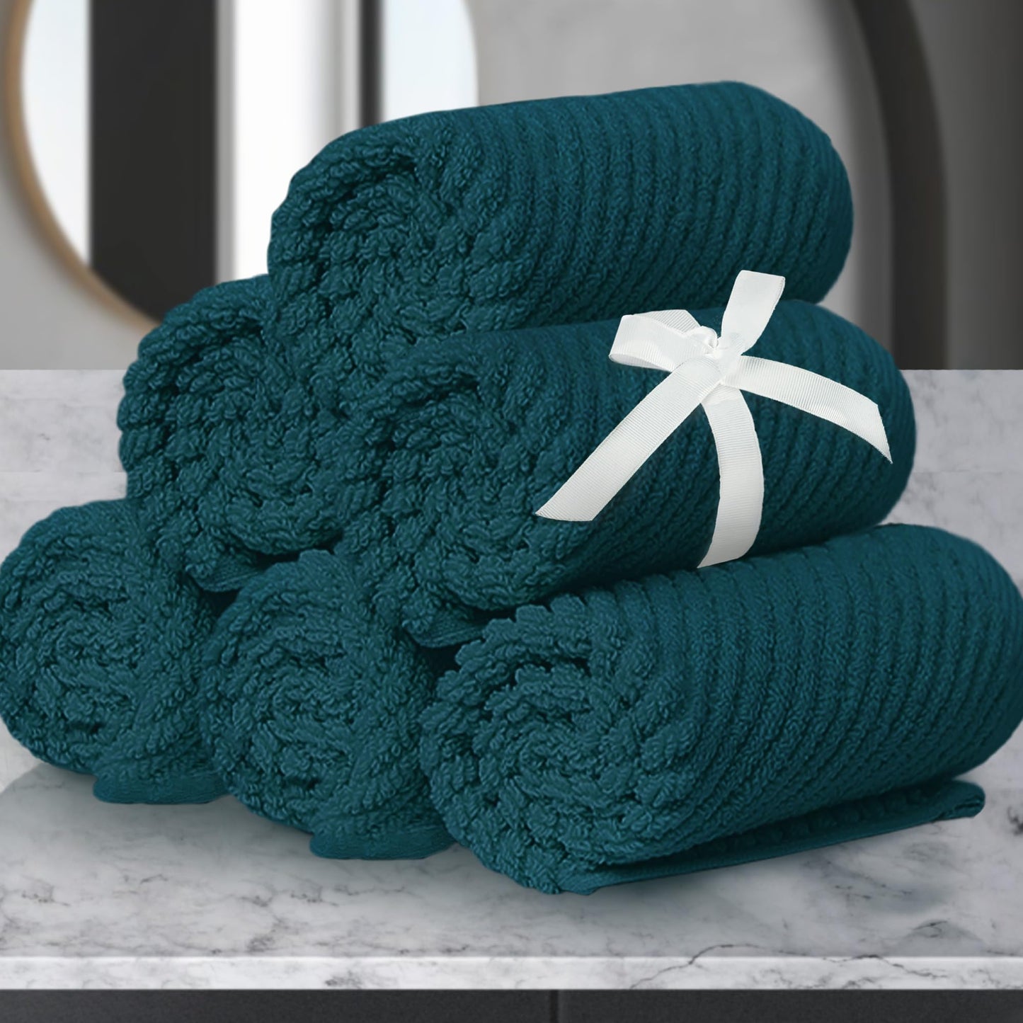 Cotton Bath Towel Set 6 Piece Soft Quick Dry Bathroom Towels Large Gift Set