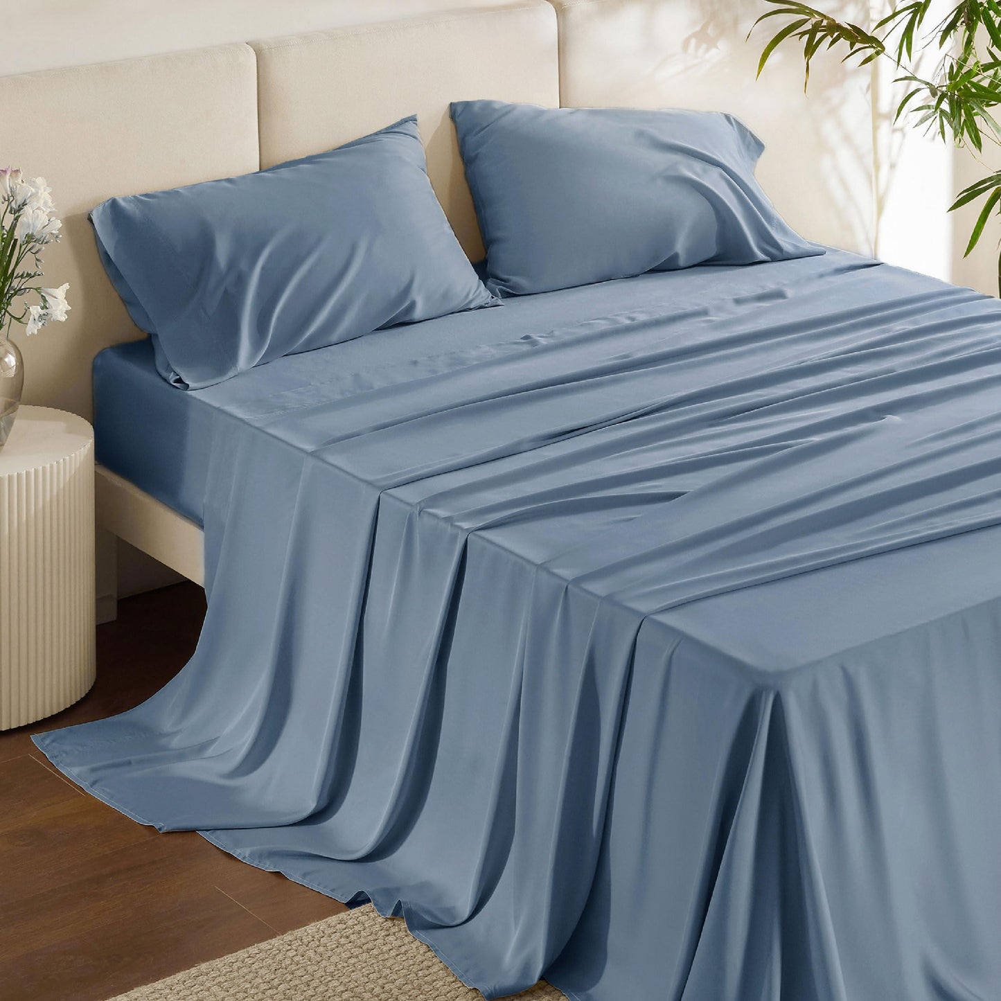 Bamboo Cooling Sheet Set Deep Pocket Silky Breathable Hotel Luxury Bedding