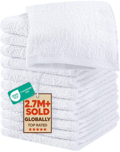 Cotton Washcloth Set Ring Spun Soft Absorbent Face Cloths Premium Towels
