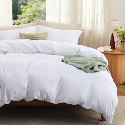 Soft Prewashed Duvet Cover Set Zipper Closure Pillow Covers Lightweight Bedding