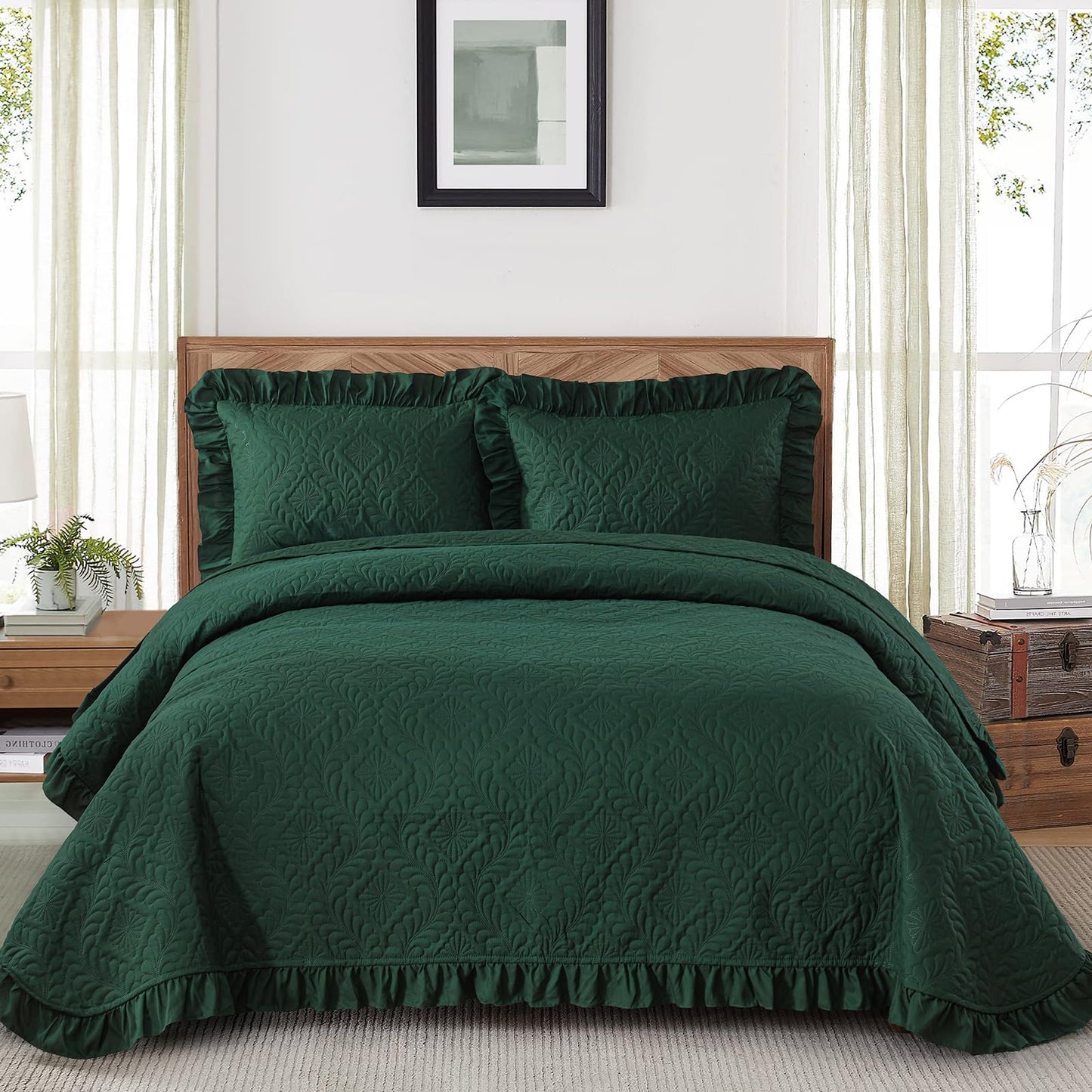 DJY Quilt Set Paisley Bedspread Soft Microfiber Bedding Set for All Season