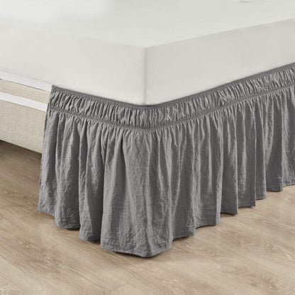 Ruched Ruffle Bed Skirt Elastic Wrap Around Bedding Dust Ruffle