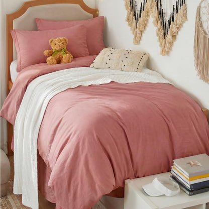 Soft Prewashed Duvet Cover Set Zipper Closure Pillow Covers Lightweight Bedding