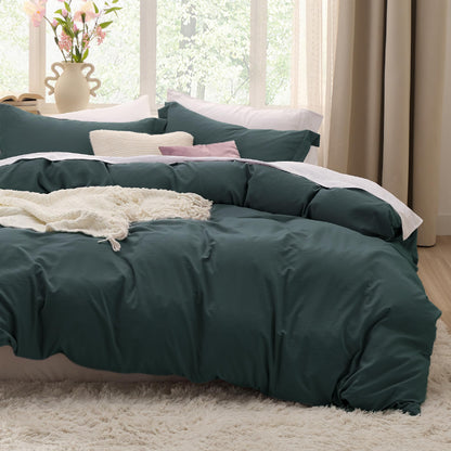 Soft Prewashed Duvet Cover Set Zipper Closure Pillow Covers Lightweight Bedding