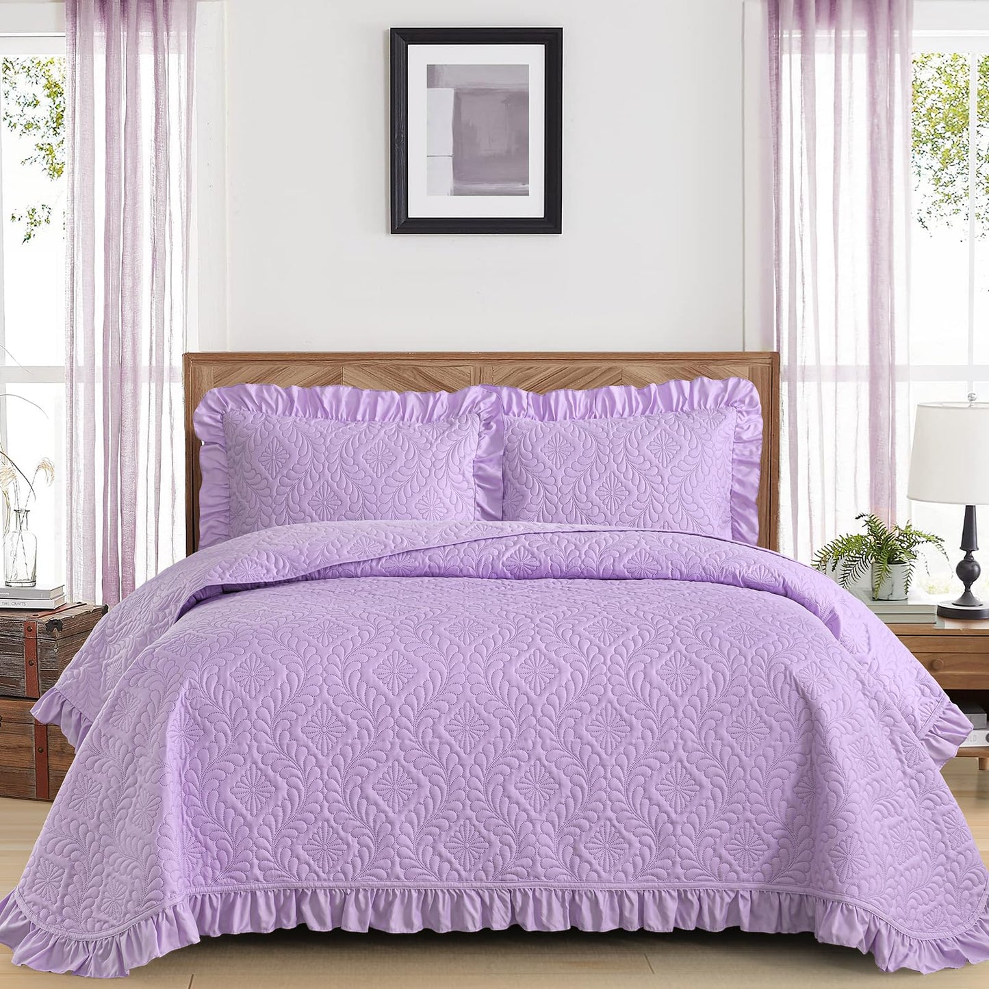 DJY Quilt Set Paisley Bedspread Soft Microfiber Bedding Set for All Season