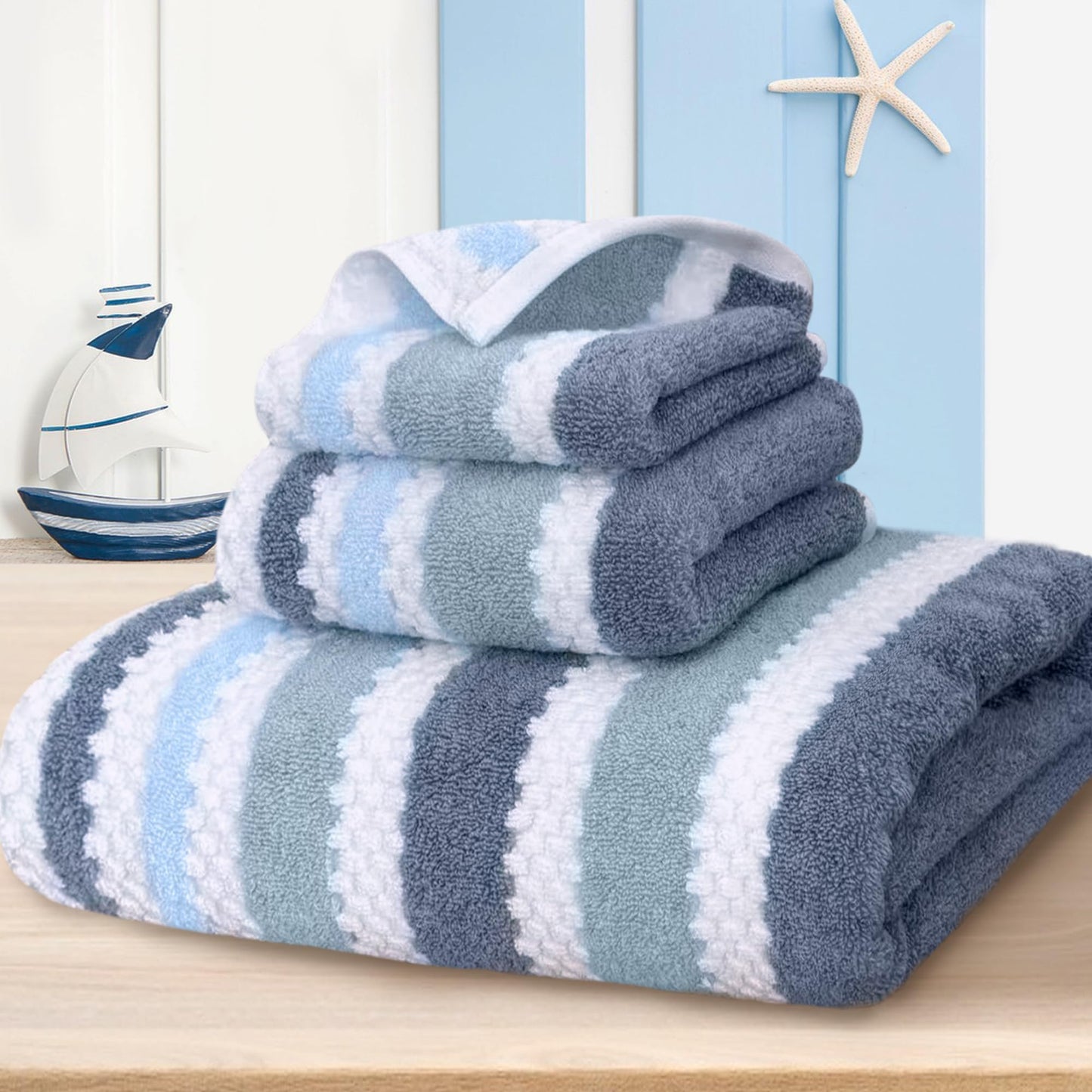 Cotton Bath Towel Set 6 Piece Soft Quick Dry Bathroom Towels Large Gift Set