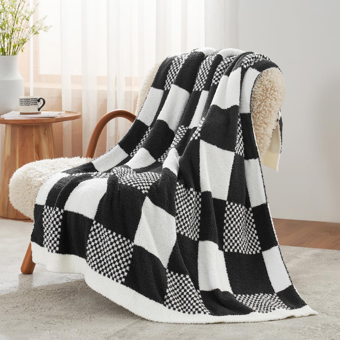 Checkered Microfiber Throw Blanket Soft Couch Sofa Bed Decorative Blanket
