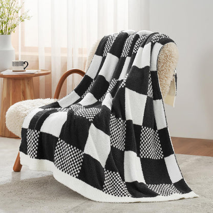 Checkered Microfiber Throw Blanket Soft Couch Sofa Bed Decorative Blanket