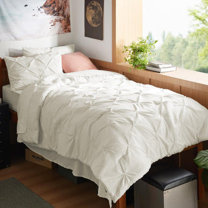 Pintuck Comforter Set Bed in a Bag 7 Piece All Season Bedding