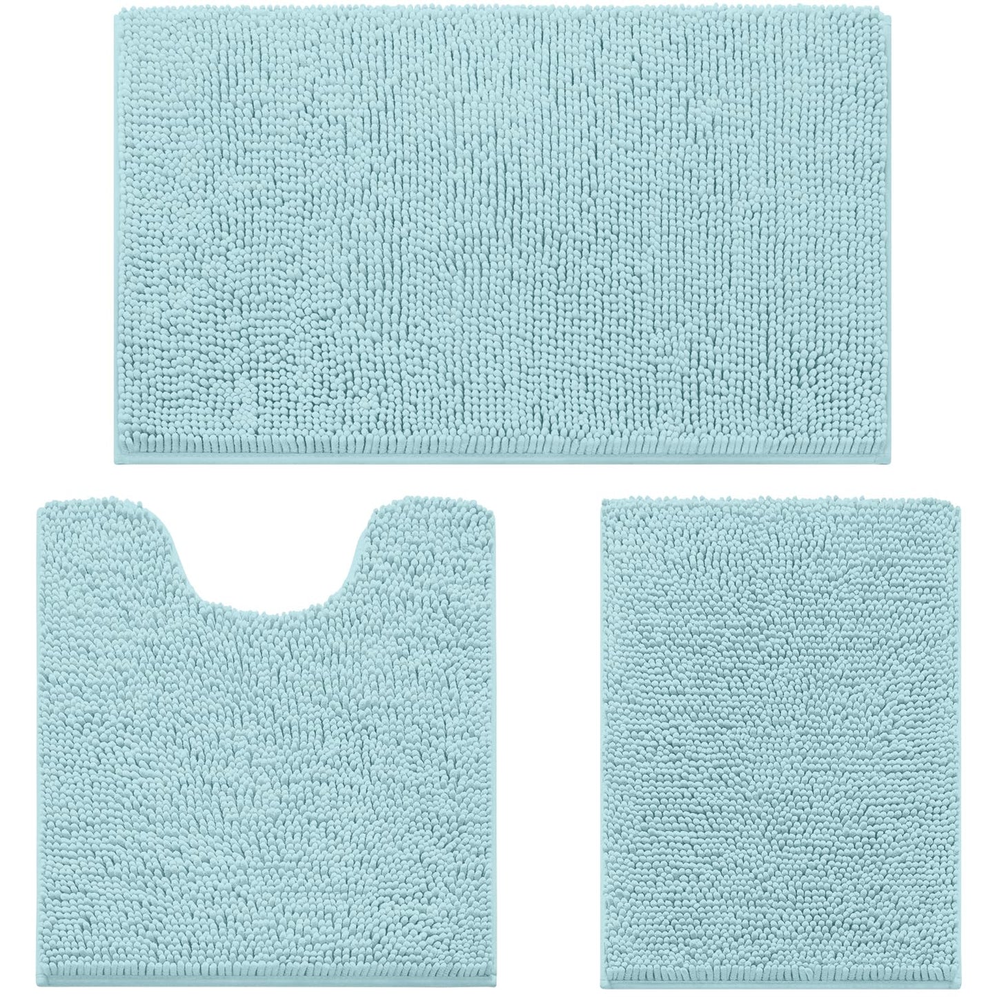 Chenille Bathroom Rug Set 3 Piece Ultra Soft Non Slip Absorbent Bath Mat