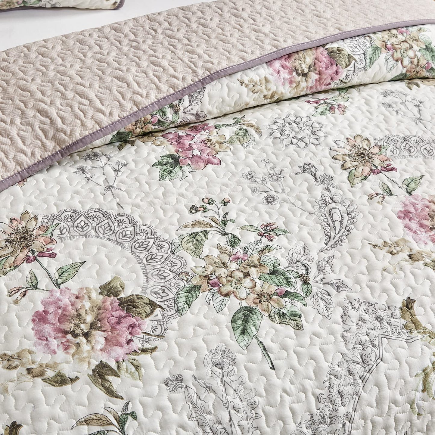 Flysheep Floral Quilt Set-QST1