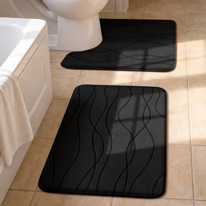 Memory Foam Bath Rug Set Non Slip Absorbent Quick Dry Bathroom Mat