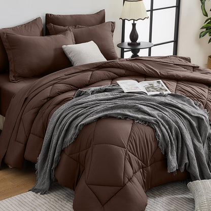 Comforter Set 7 Piece Bed in a Bag All Season Down Alternative Bedding