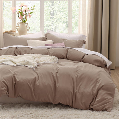 Soft Prewashed Duvet Cover Set Zipper Closure Pillow Covers Lightweight Bedding