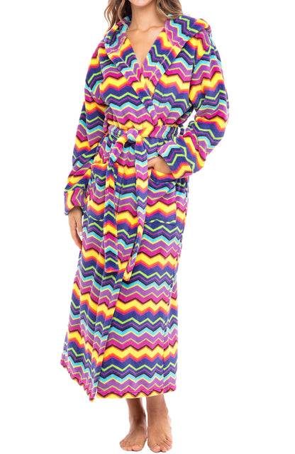 Plush Fleece Hooded Bathrobe Women Long Plus Size Soft Lounge Robe