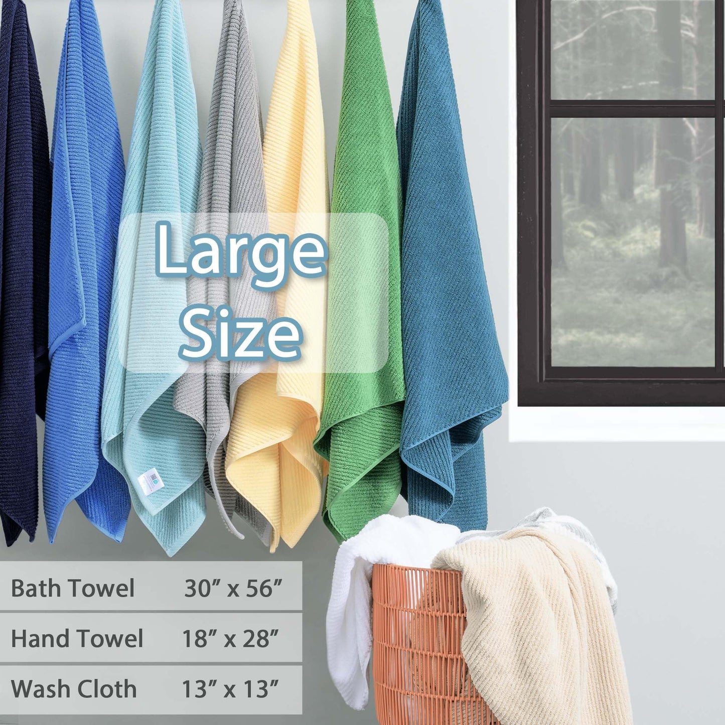 Cotton Bath Towel Set 6 Piece Soft Quick Dry Bathroom Towels Large Gift Set