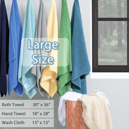 Cotton Bath Towel Set 6 Piece Soft Quick Dry Bathroom Towels Large Gift Set