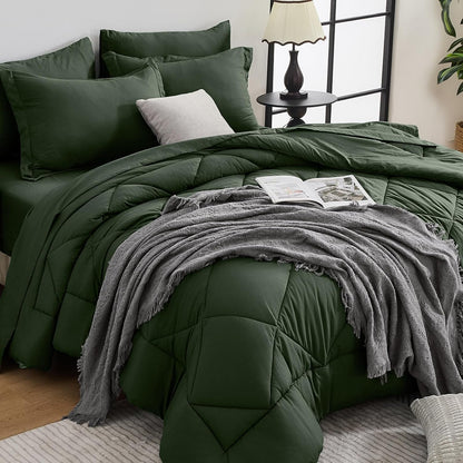 Comforter Set 7 Piece Bed in a Bag All Season Down Alternative Bedding
