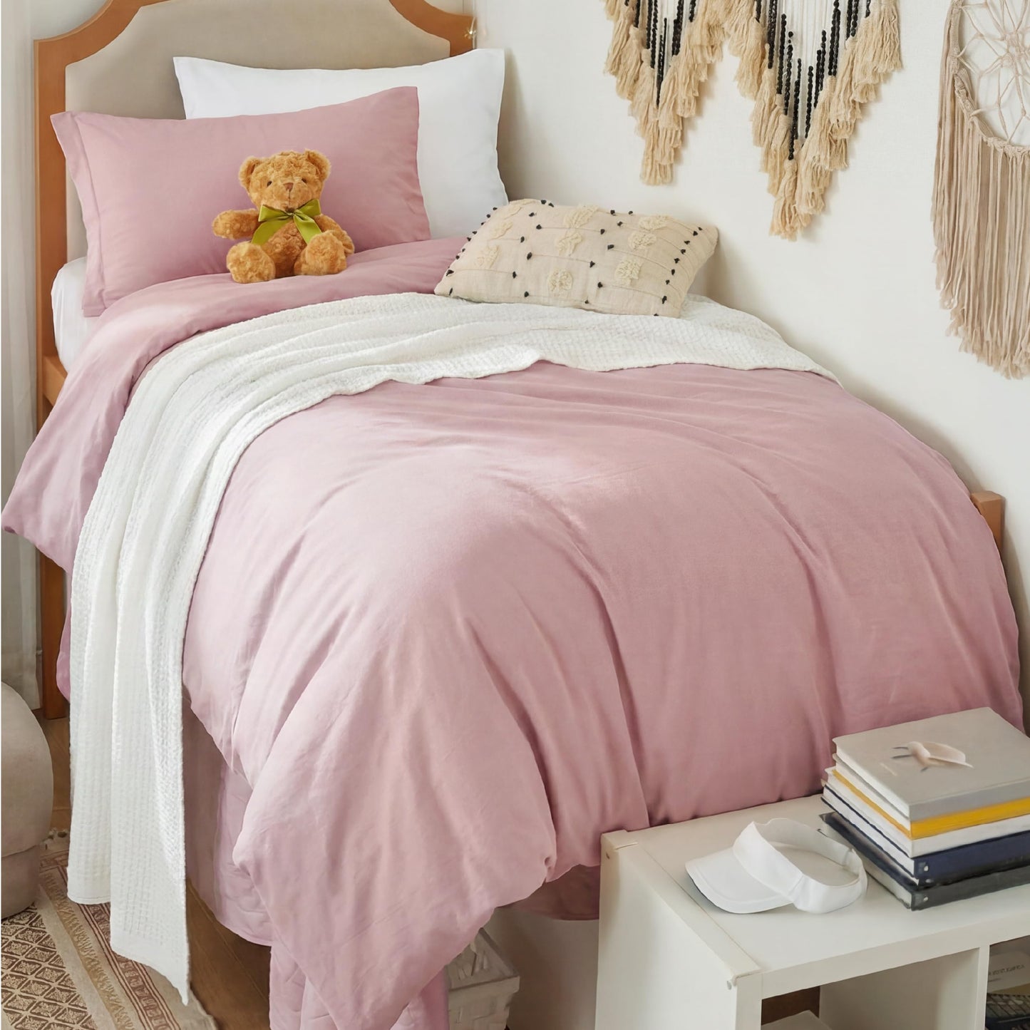 Soft Prewashed Duvet Cover Set Zipper Closure Pillow Covers Lightweight Bedding